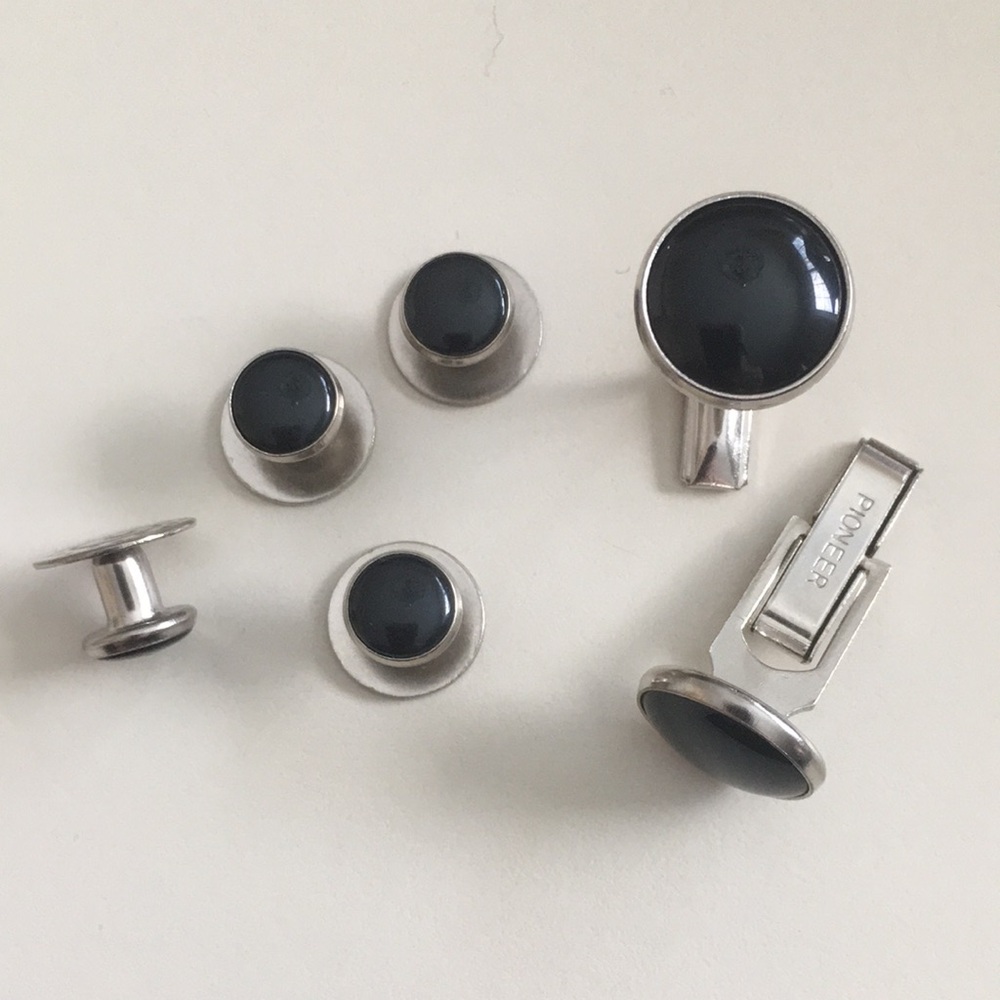 Onyx and Silver Cufflink and Stud Collection